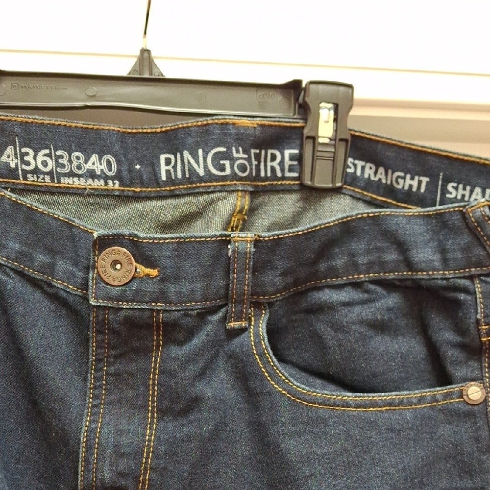 Ring of Fire 36 32 Men's Straight Jeans - Dark Blue Shadow